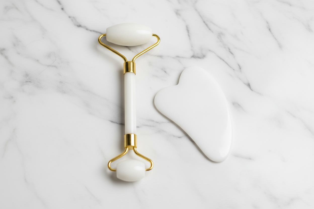Natural Jade Facial Massager Set – Cooling Roller & Gua Sha for Sculpting and Relaxation