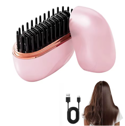 Portable Cordless Electric Hair Straightener Brush – Rechargeable Mini Straightening Comb