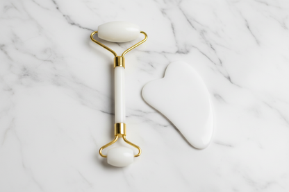 Natural Jade Facial Massager Set – Cooling Roller & Gua Sha for Sculpting and Relaxation