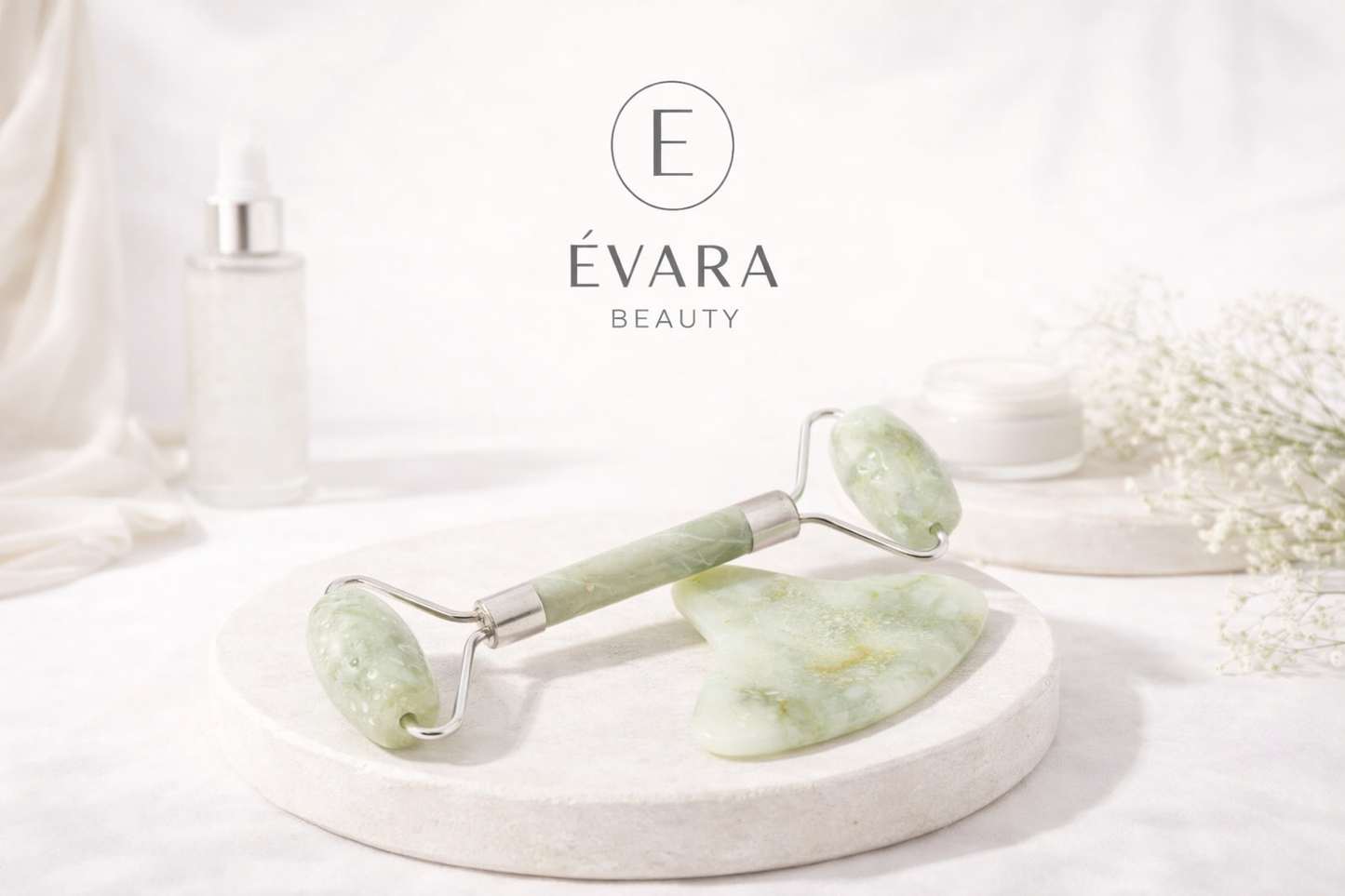 Natural Jade Facial Massager Set – Cooling Roller & Gua Sha for Sculpting and Relaxation